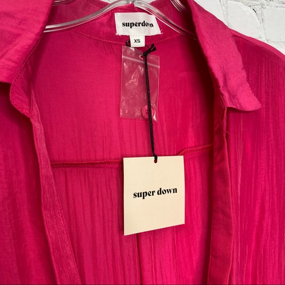 NEW Revolve x Superdown Women Hot Pink Presley Surplice Bodysuit X-Small XS - Picture 7 of 12